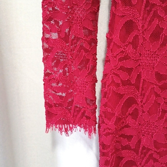 Red Lace Long Sleeved Dress - Picture 2 of 6